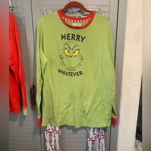 Merry Whatever Grinch Pajama Shirt 2X &  Feelin Elfish Sleep Pajama Pant L/XL